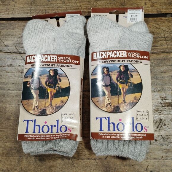 TWO Thorlo Hiking Thick Padded Socks Grey Unisex Backpacking Wool NEW TKX-11 - Picture 1 of 6
